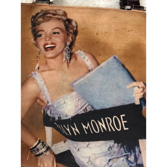 Marilyn Monroe Tote Bag Rhinestone Accents & Faux Leather Handles Retro Style - Picture 5 of 16